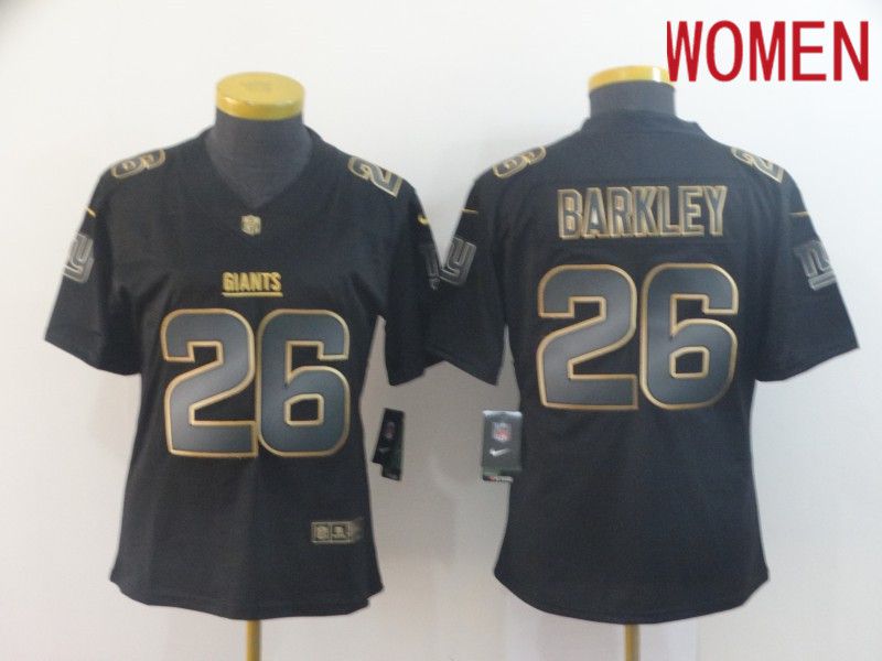 Women New York Giants #26 Barkley Nike Vapor Limited Black Golden NFL Jerseys